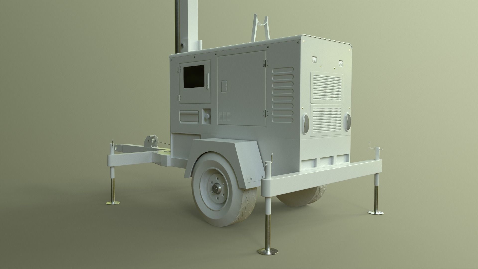 PBR Mobile Light Tower Generator A - Yellow Light  Low-poly 3D model_41