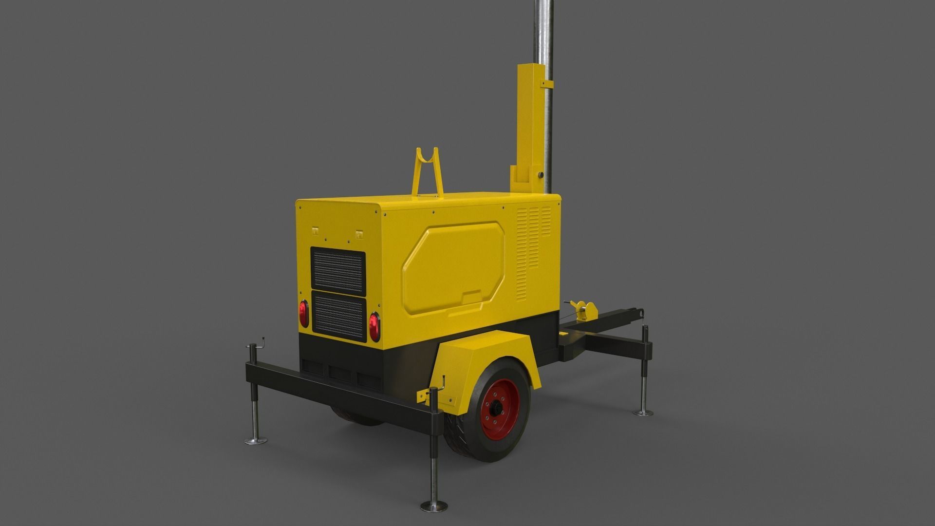 PBR Mobile Light Tower Generator A - Yellow Light  Low-poly 3D model_16