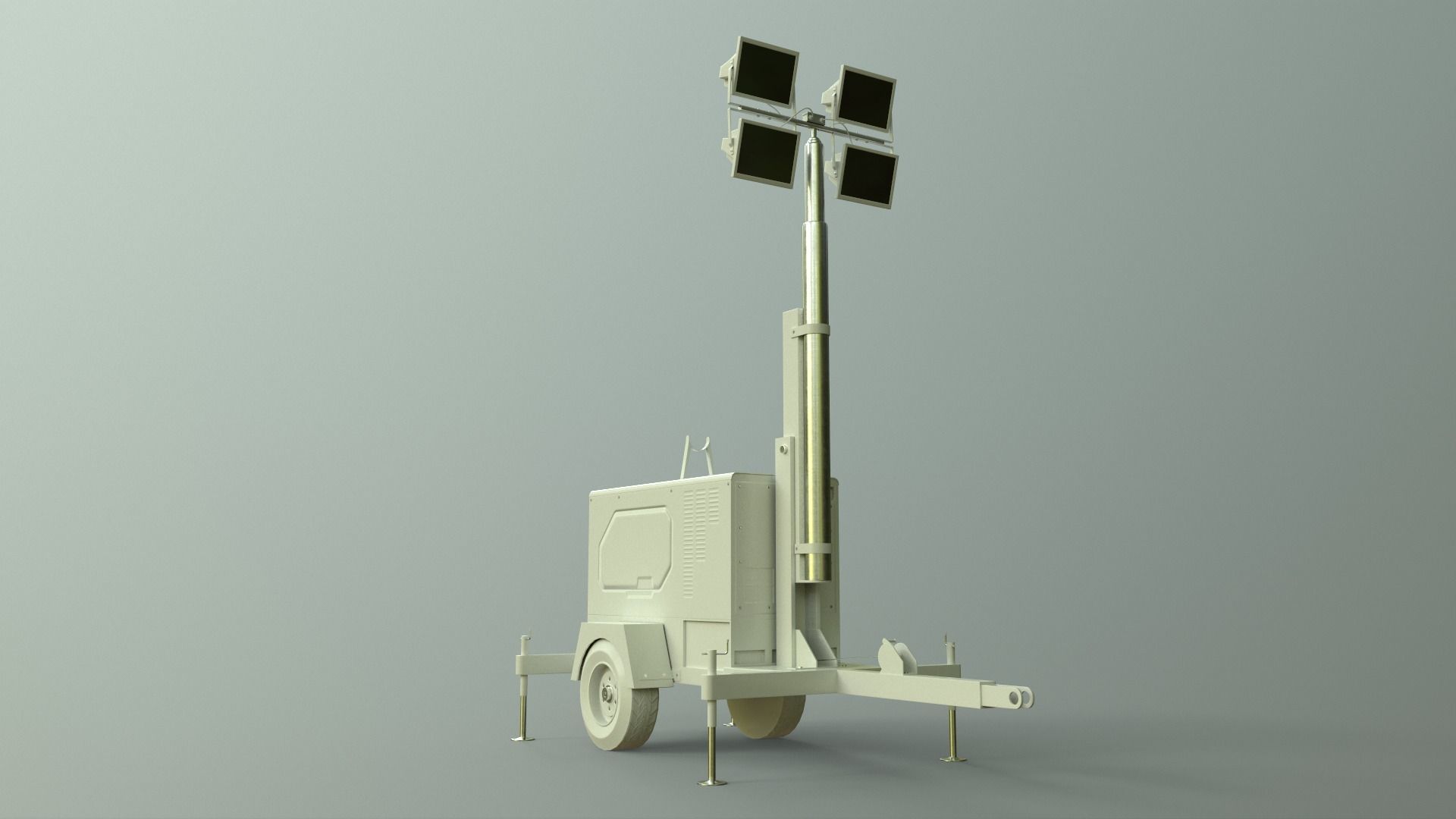 PBR Mobile Light Tower Generator A - Yellow Light  Low-poly 3D model_43