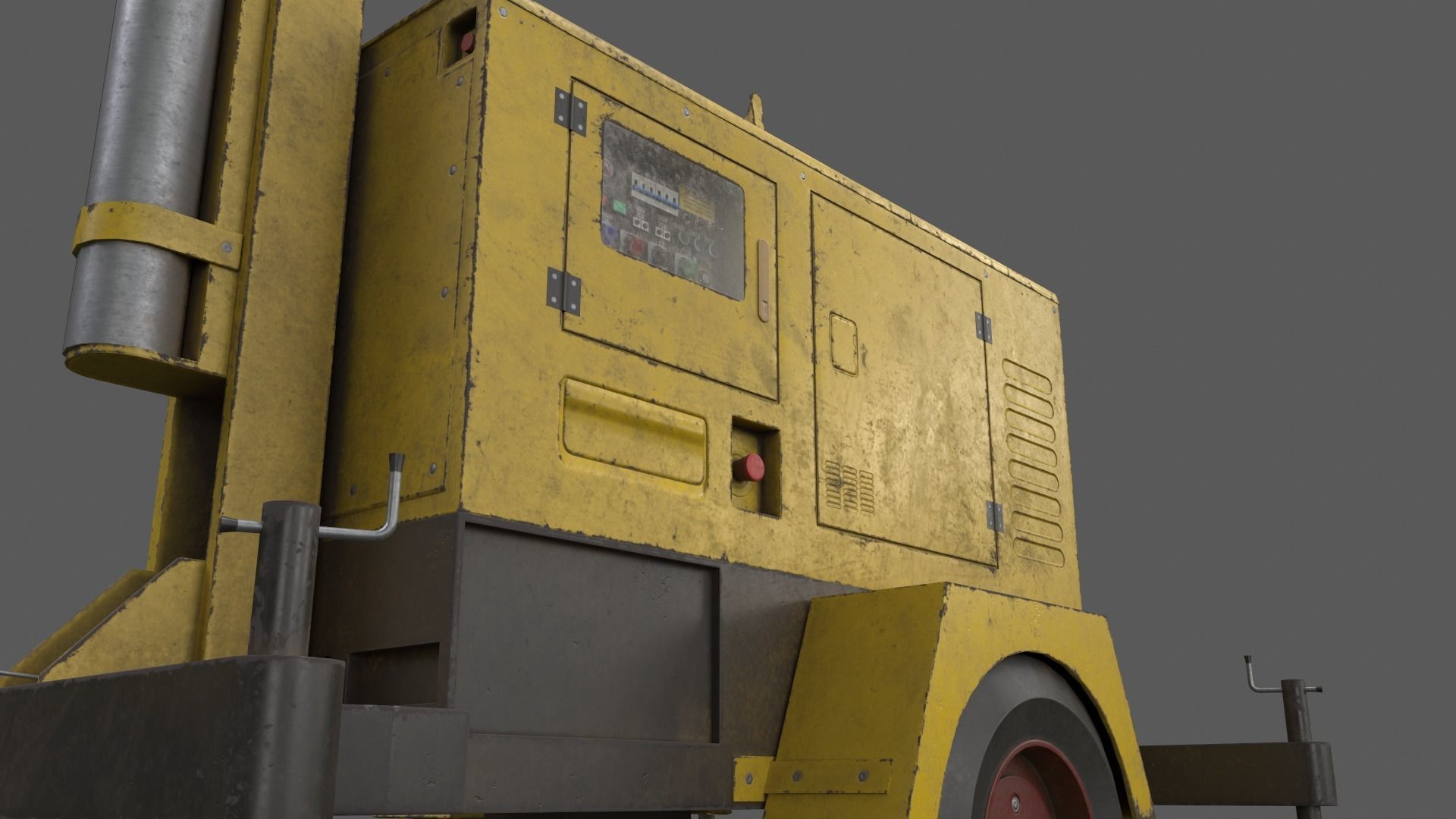 PBR Mobile Light Tower Generator A - Yellow Light  Low-poly 3D model_23