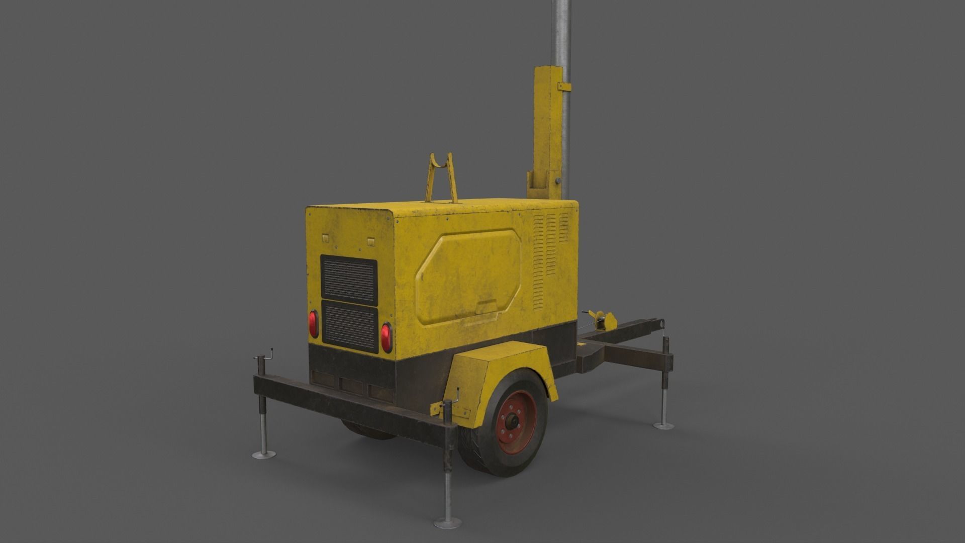PBR Mobile Light Tower Generator A - Yellow Light  Low-poly 3D model_17