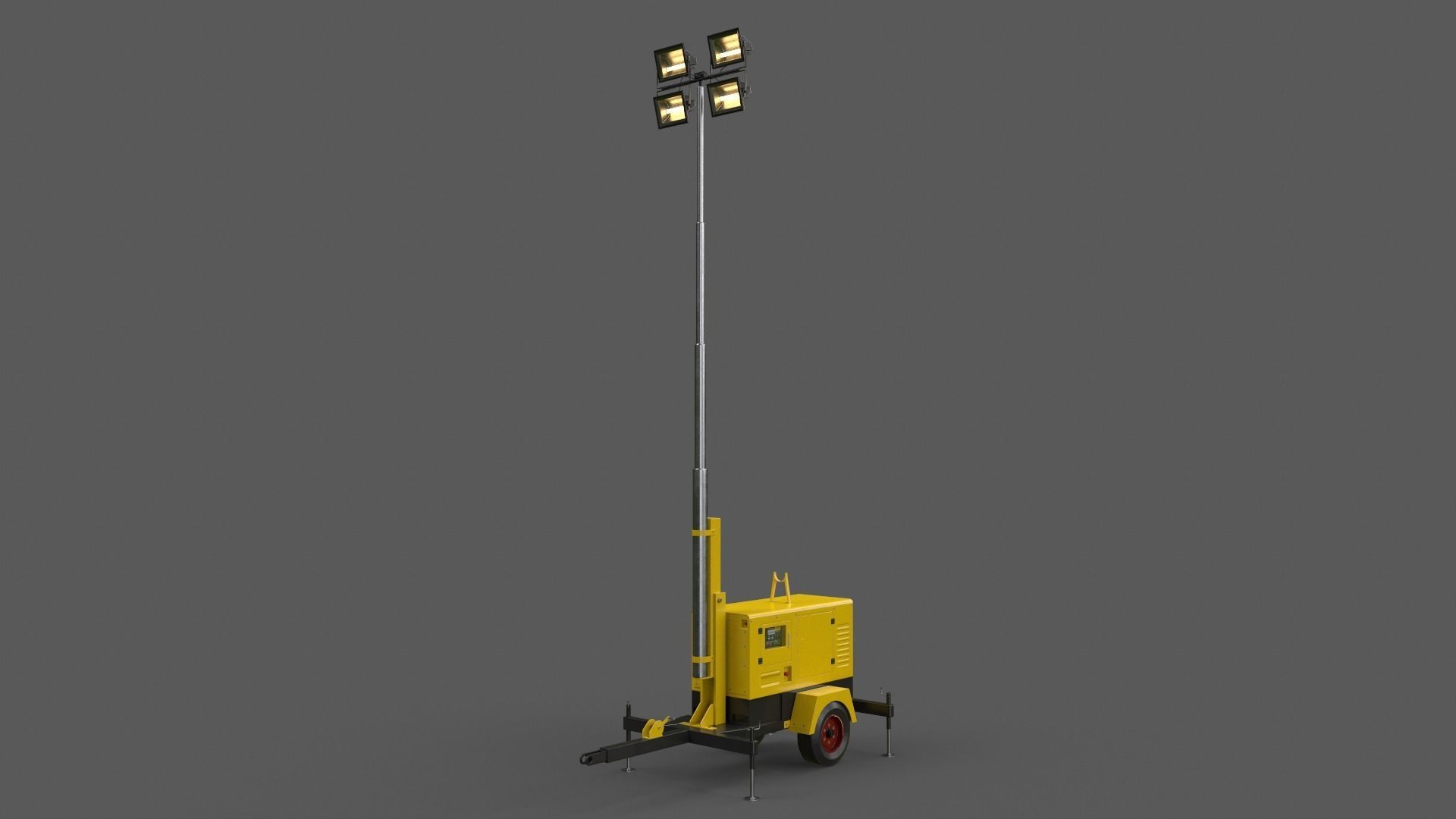 PBR Mobile Light Tower Generator A - Yellow Light  Low-poly 3D model_8