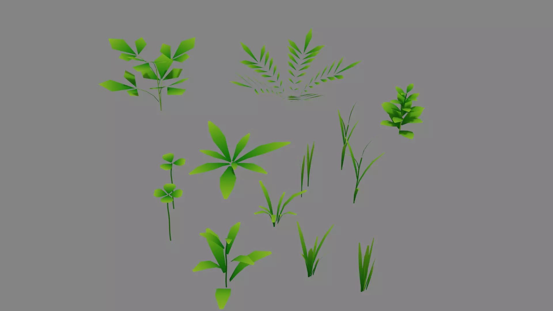 Grass plants Low-poly 3D model_0