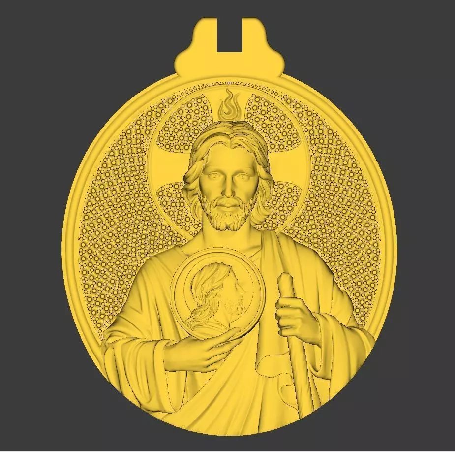 Jesus diamond pendant 3D print model_0