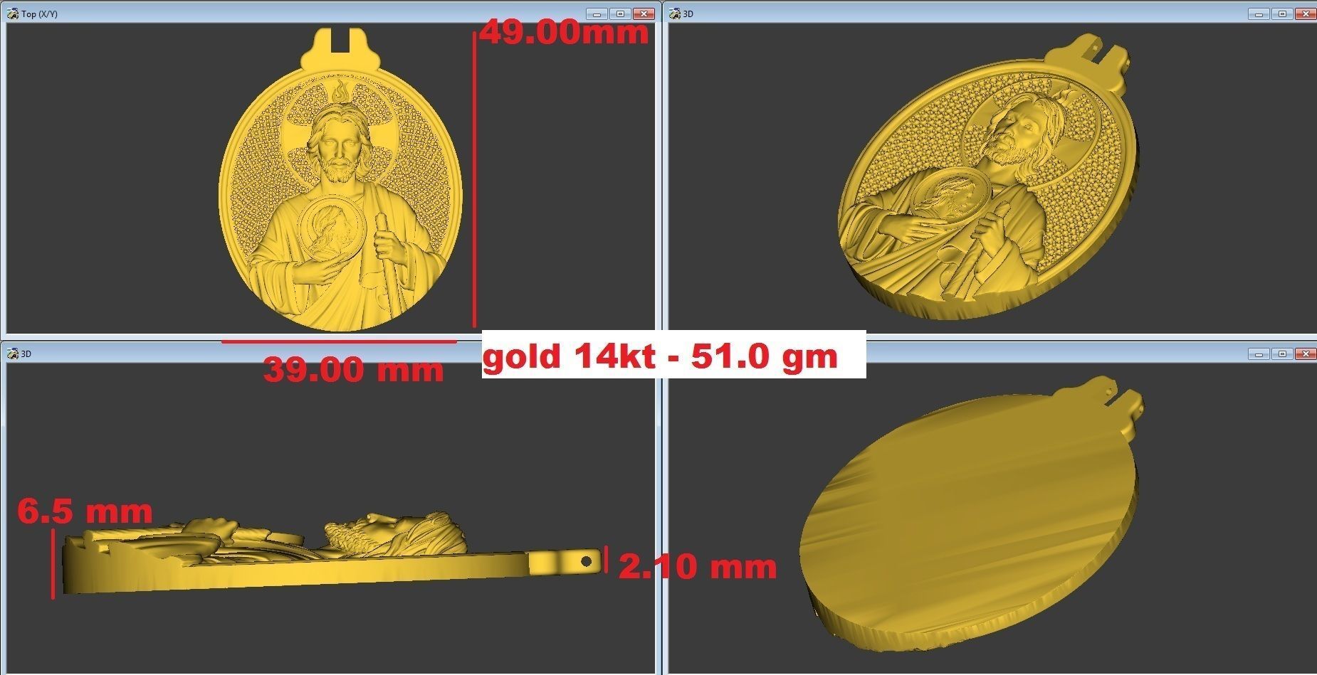 Jesus diamond pendant 3D print model_2