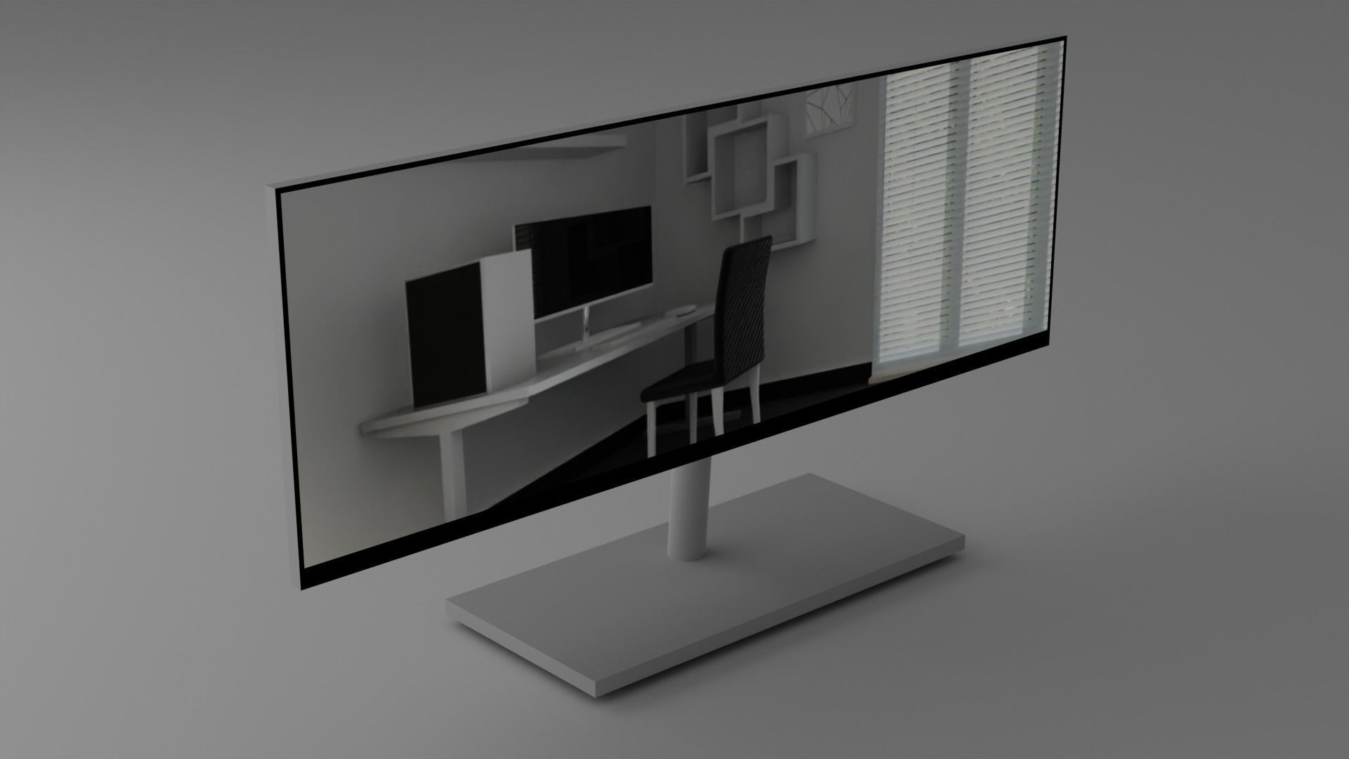 White Generic Monitor Free low-poly 3D model_6