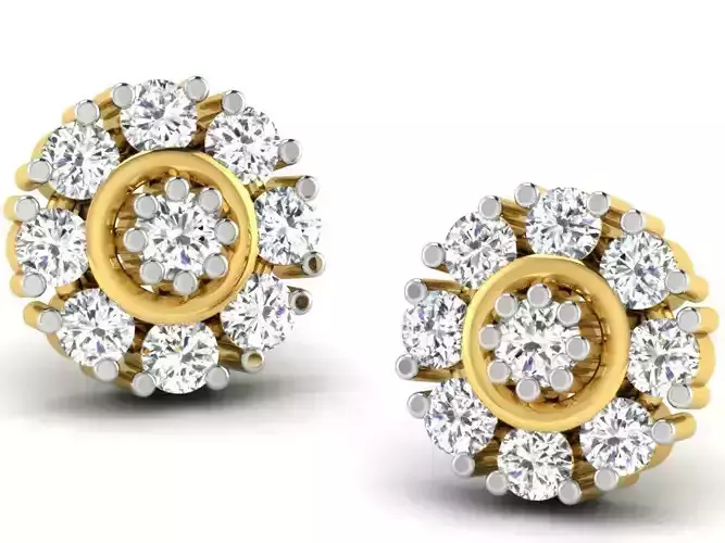 Diamond Earrings 3dm STL FBX OBJ Render Details