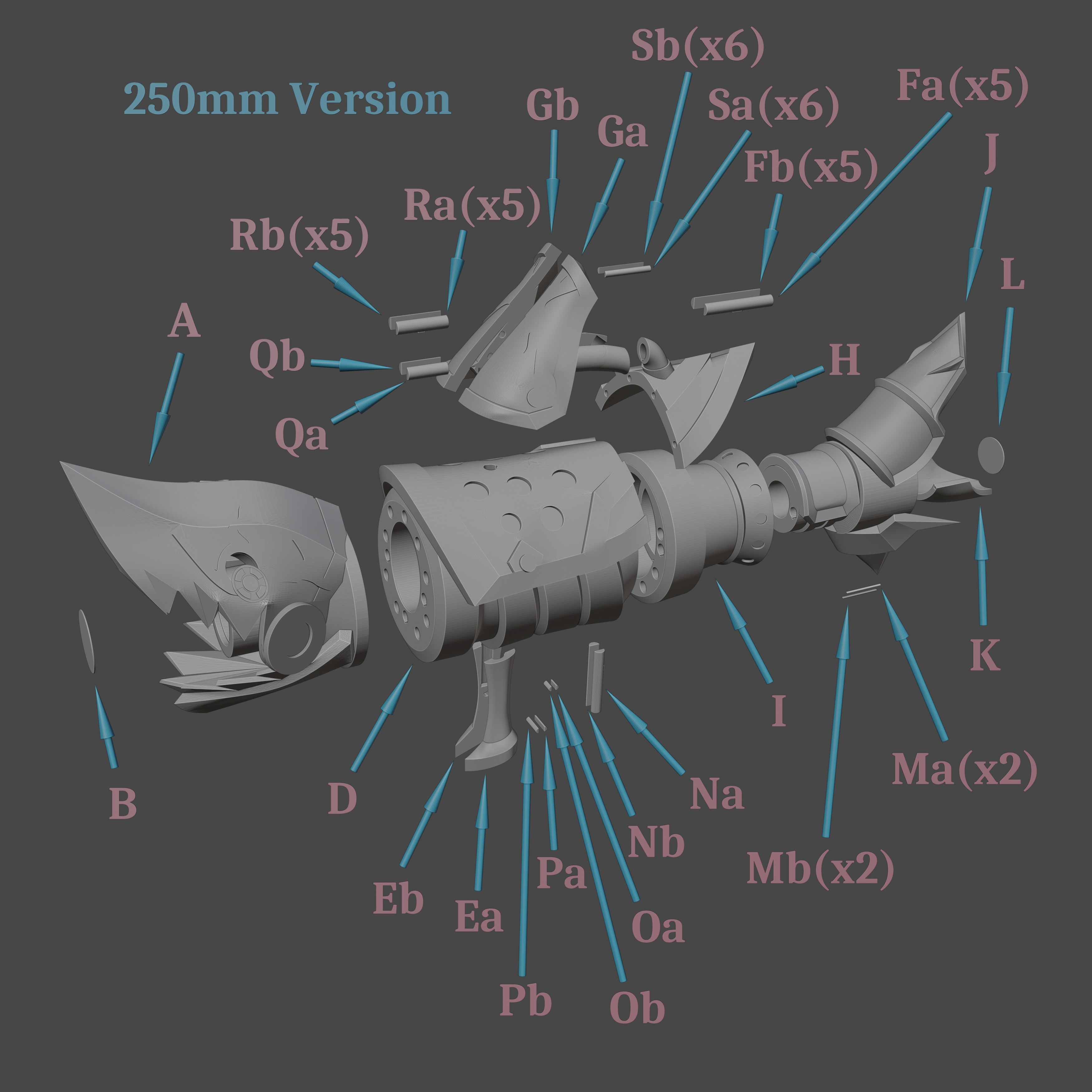Jinx Arcane Shark Gun 3D Model League of Legends 3D print model_10