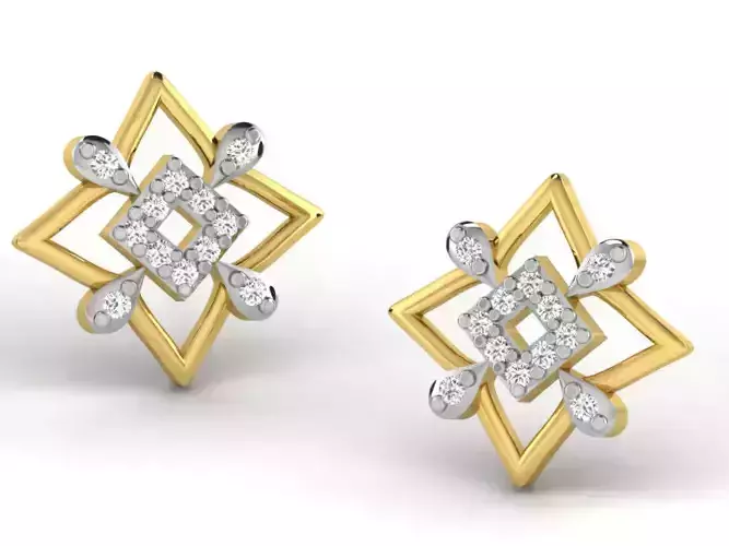 Diamond Earrings 3dm STL FBX OBJ Render Details