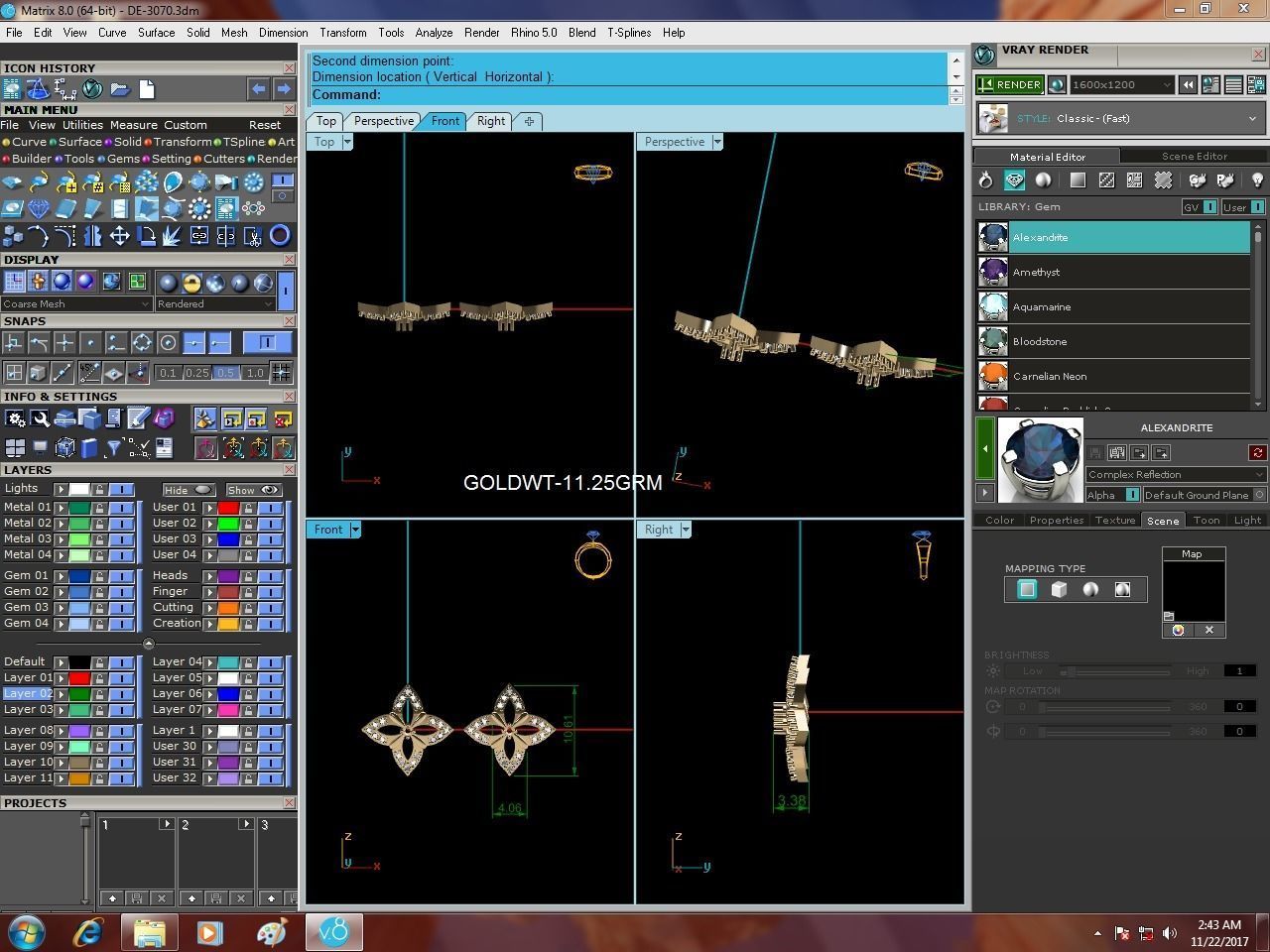 Diamond Earrings 3dm STL FBX OBJ Render Details 3D print model_5