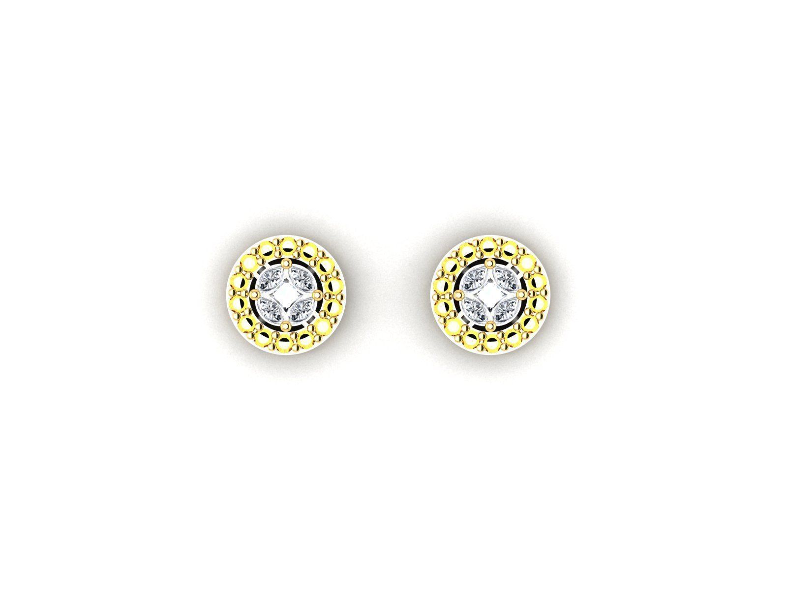 Diamond Earrings 3dm STL FBX OBJ Render Details 3D print model_1