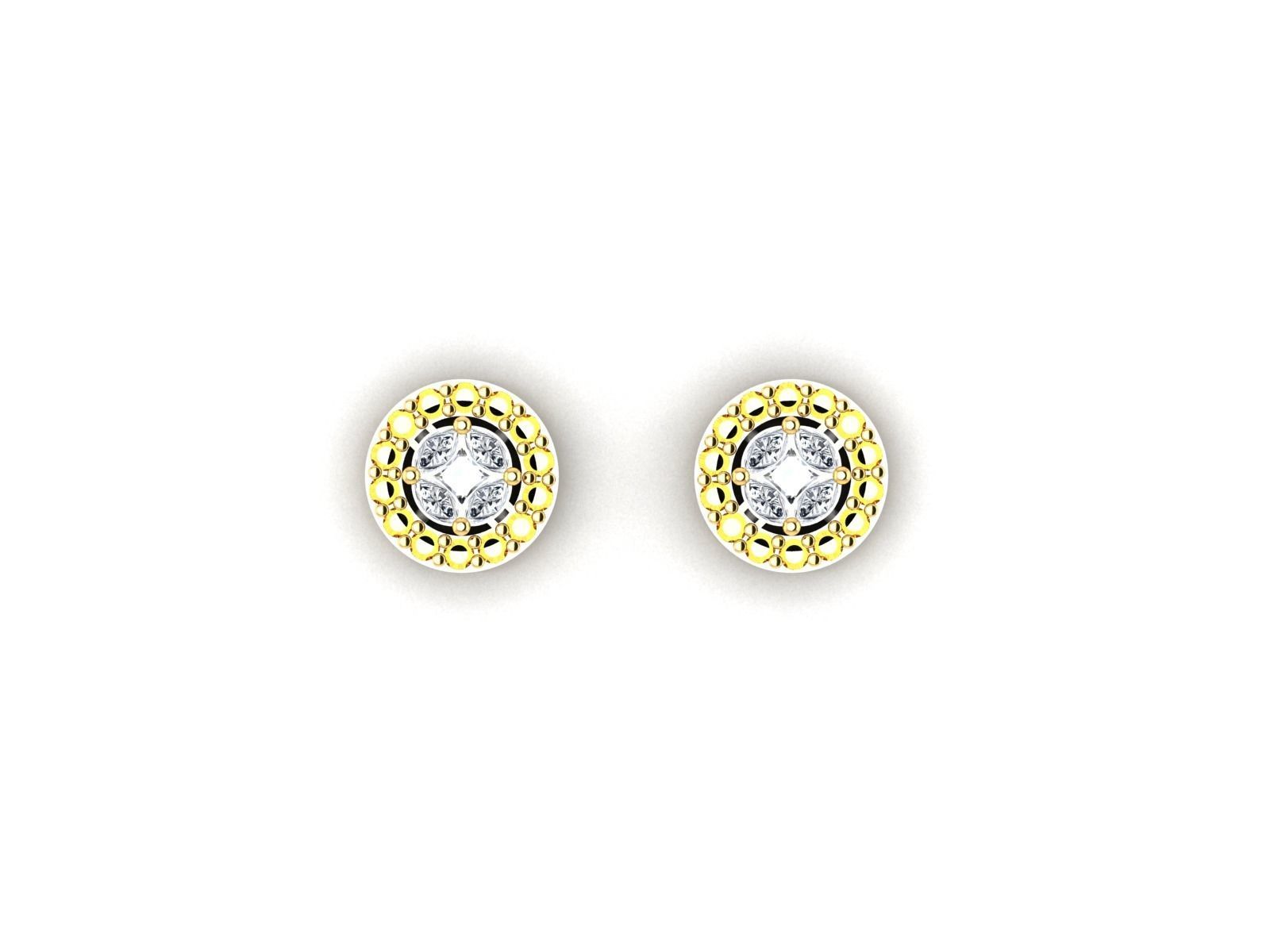 Diamond Earrings 3dm STL FBX OBJ Render Details 3D print model_2