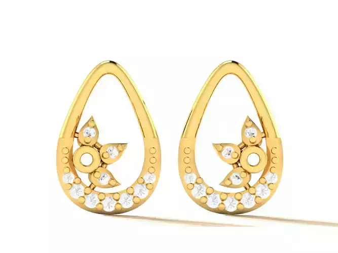 Diamond Earrings 3dm STL FBX OBJ Render Details