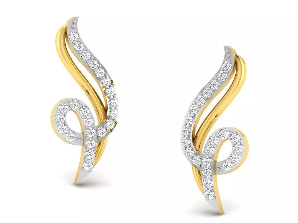 Diamond Earrings 3dm STL FBX OBJ Render Details 3D print model