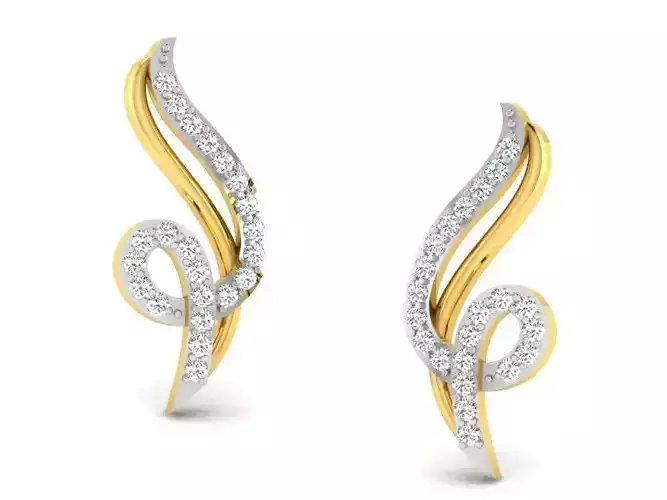 Diamond Earrings 3dm STL FBX OBJ Render Details 3D print model