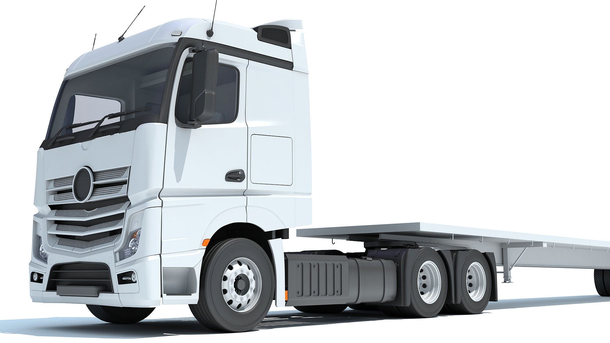 Truck with Flatbed Trailer 3D model_11