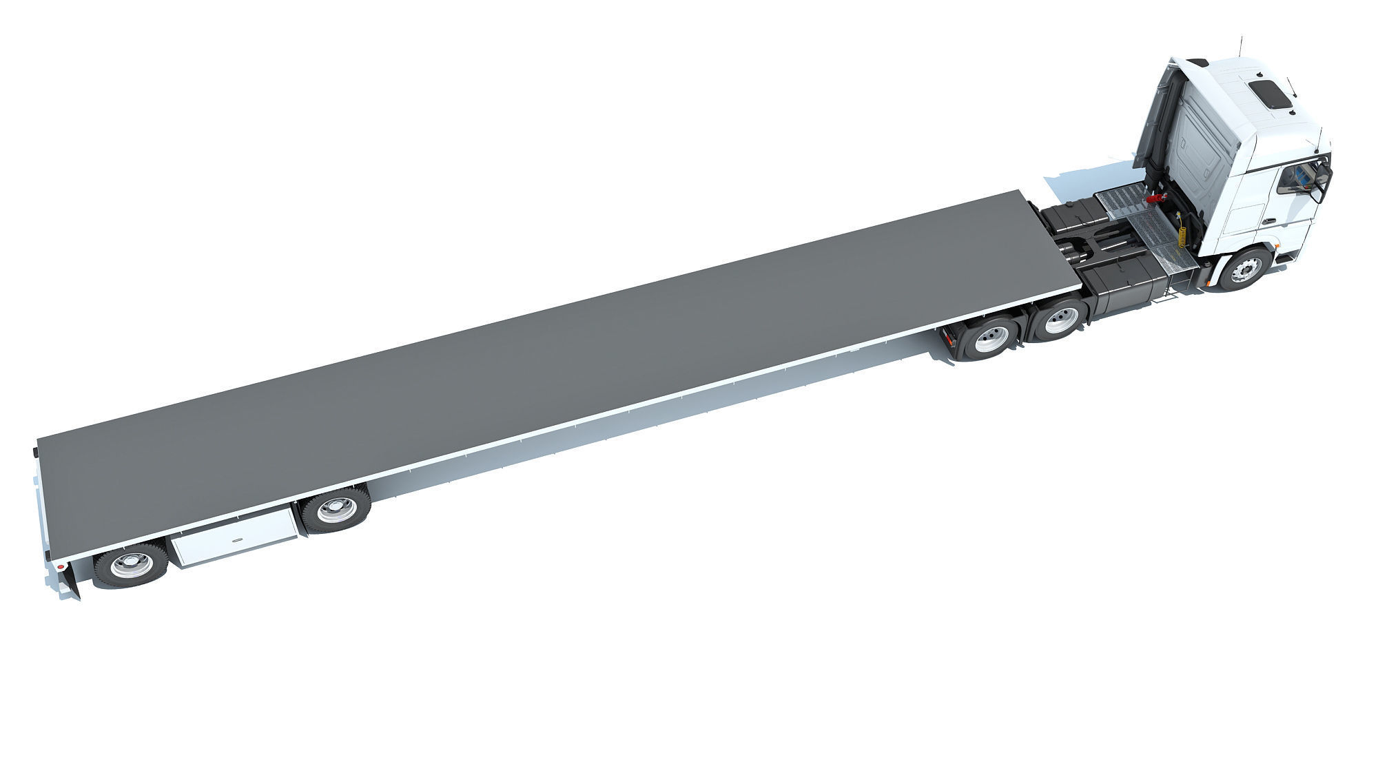 Truck with Flatbed Trailer 3D model_6