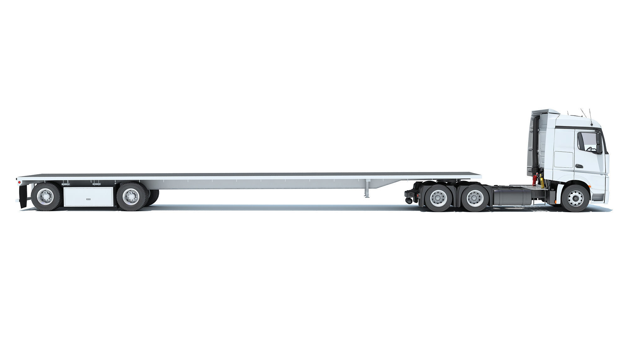 Truck with Flatbed Trailer 3D model_5