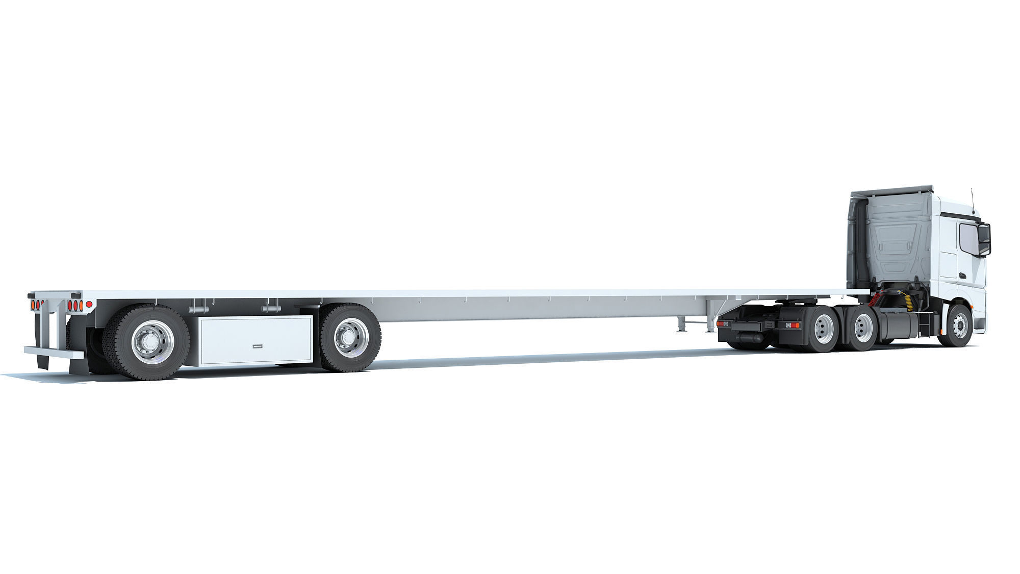 Truck with Flatbed Trailer 3D model_4