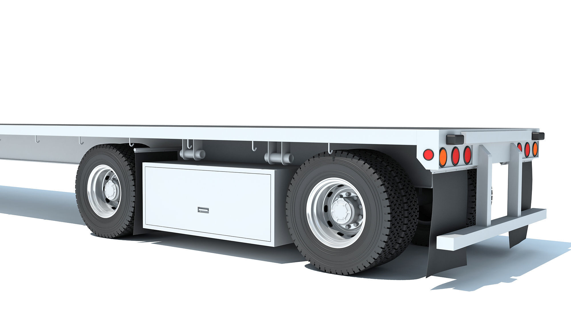 Truck with Flatbed Trailer 3D model_14