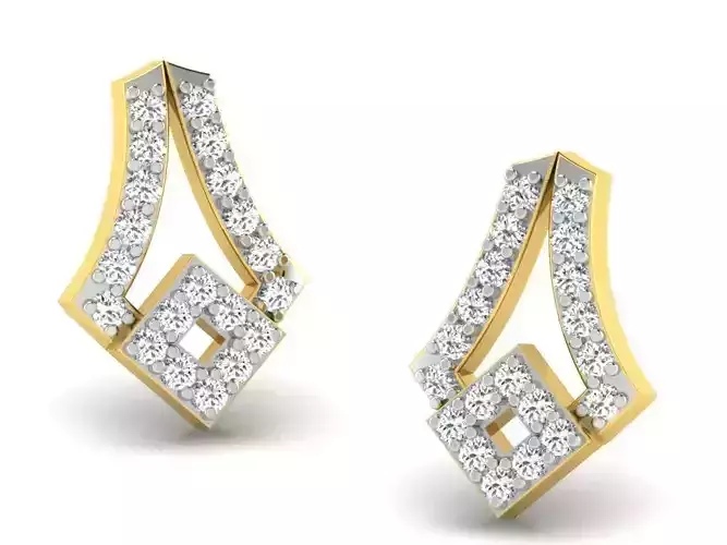 Diamond Earrings 3dm STL FBX OBJ Render Details