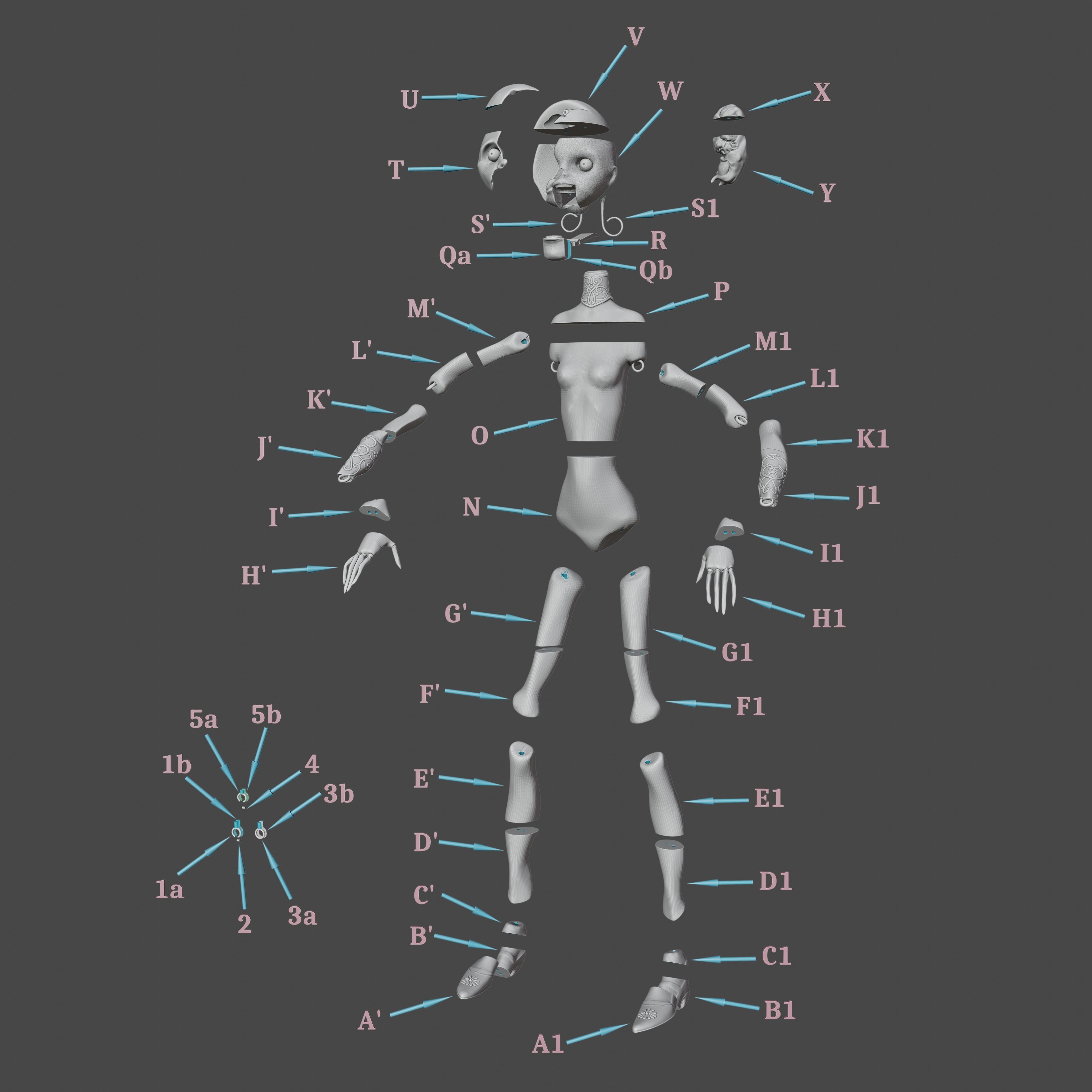 Donna Beneviento Angie Doll 3D Model - Resident Evil 8 Cosplay 3D print model_1