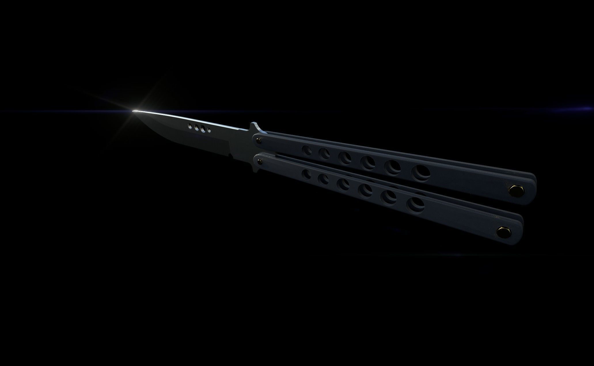 Butterfly Knife Game Ready 3D model_1