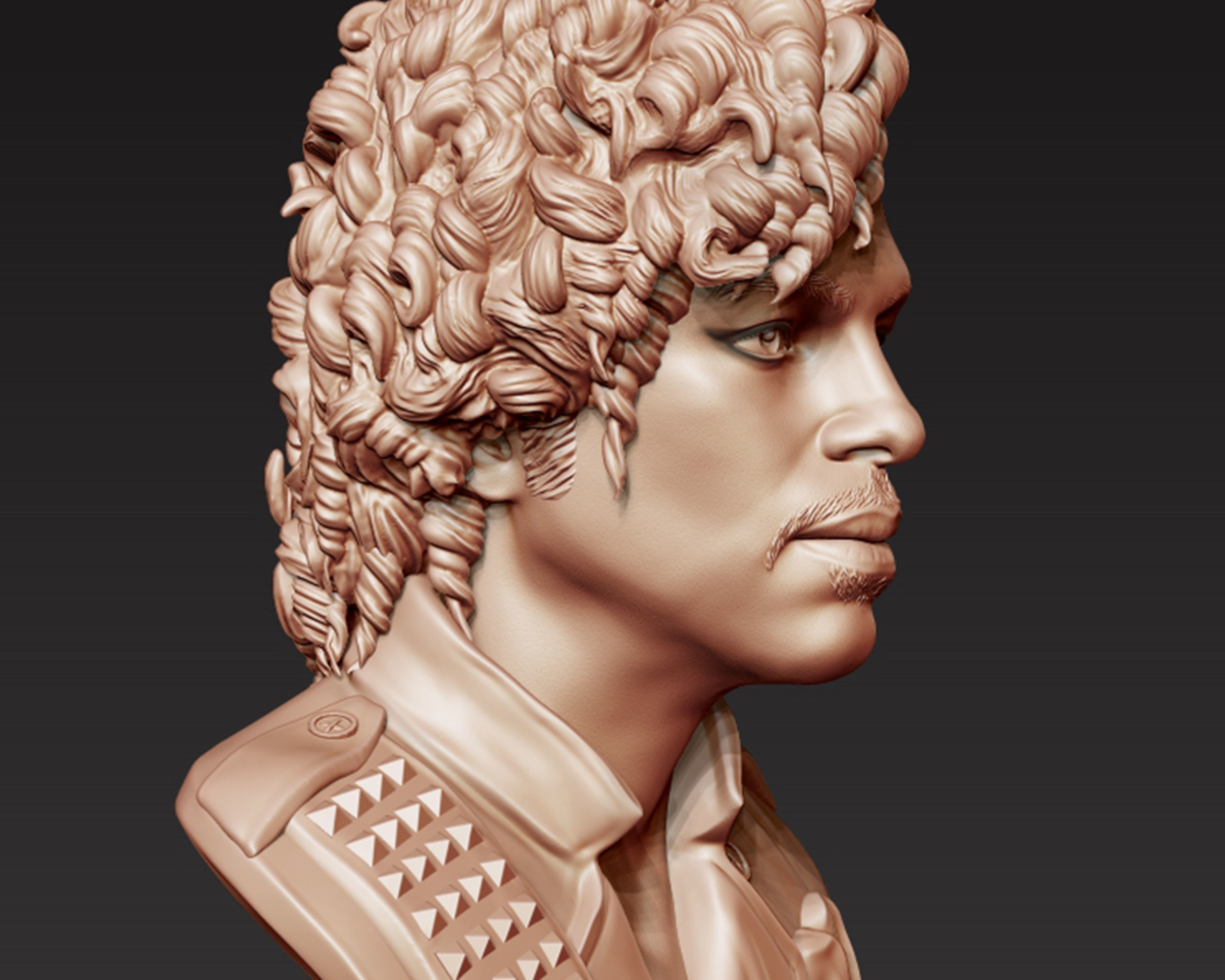 Prince portrait sculpture 3D print model_6