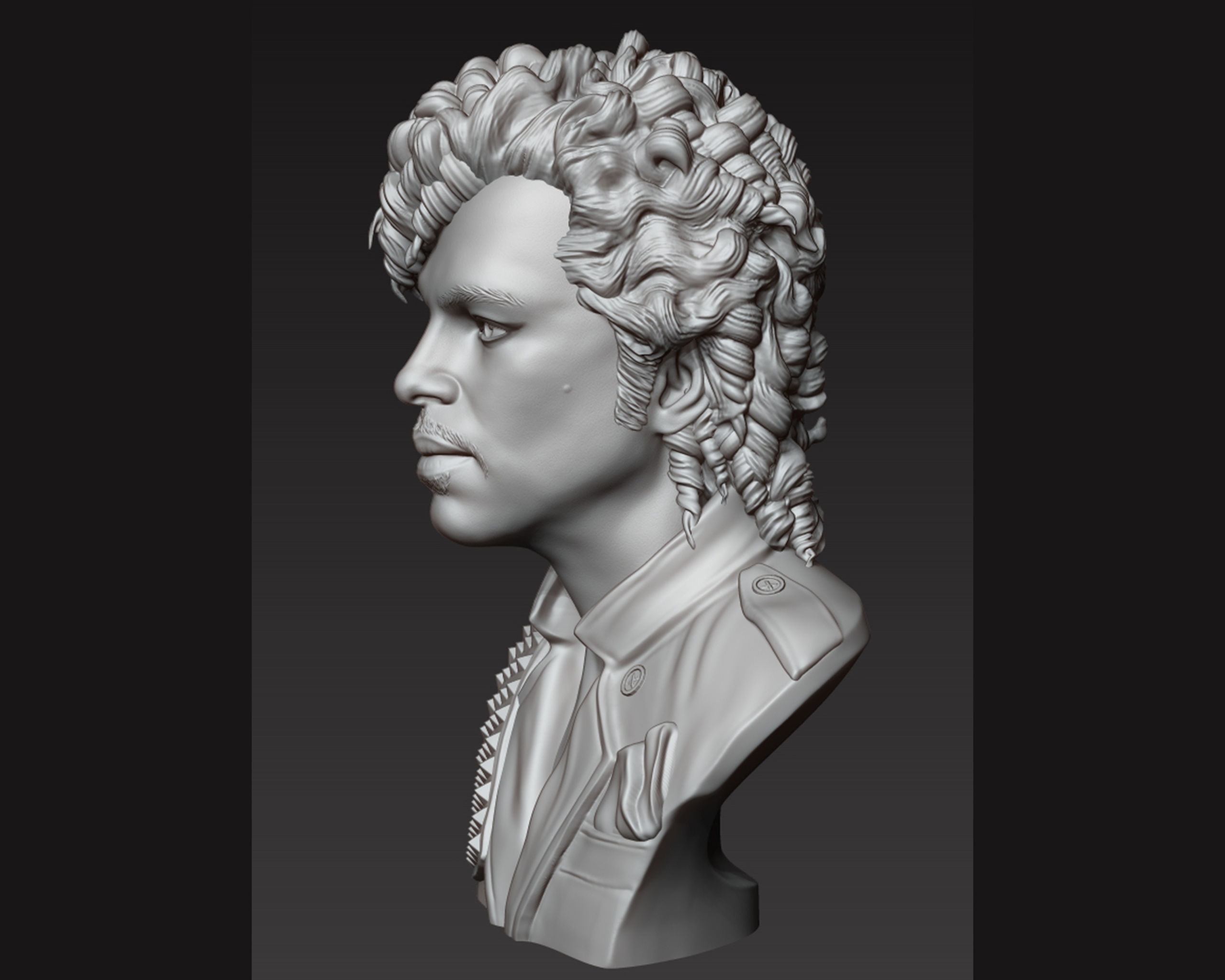 Prince portrait sculpture 3D print model_11