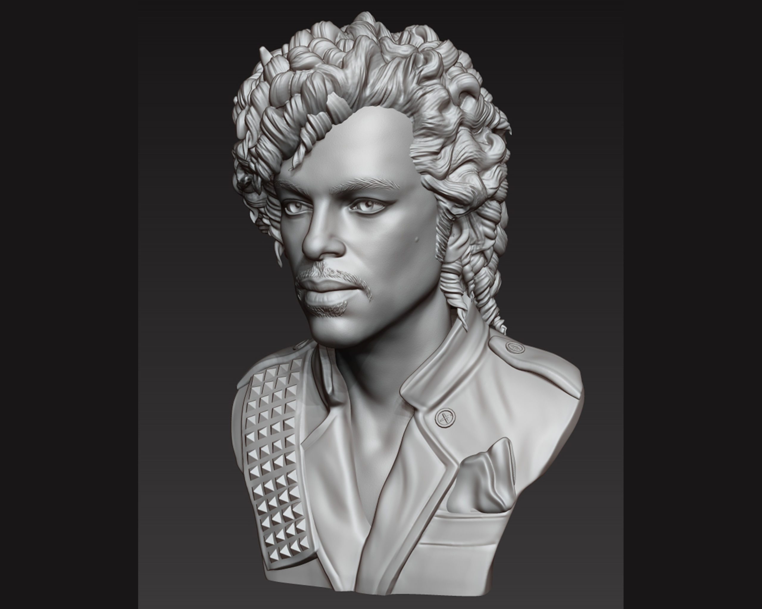 Prince portrait sculpture 3D print model_8
