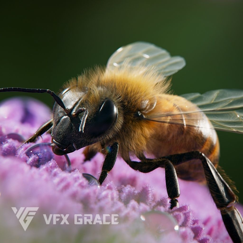 Honey bee Animated VFX Grace 3D model_0