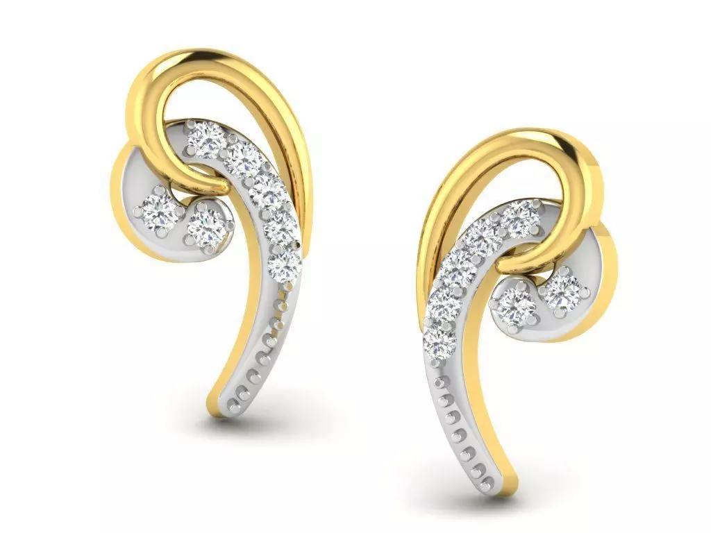 Diamond Earrings 3dm STL FBX OBJ Render Details 3D print model