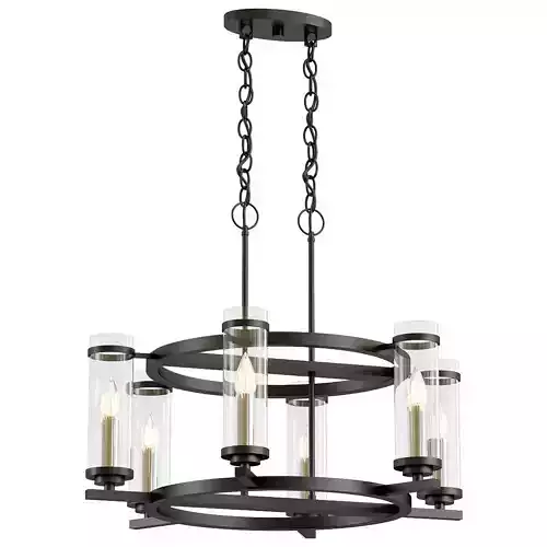 st-luce-bichero-sl334-403-06 six light chandelier with clear glass shades
