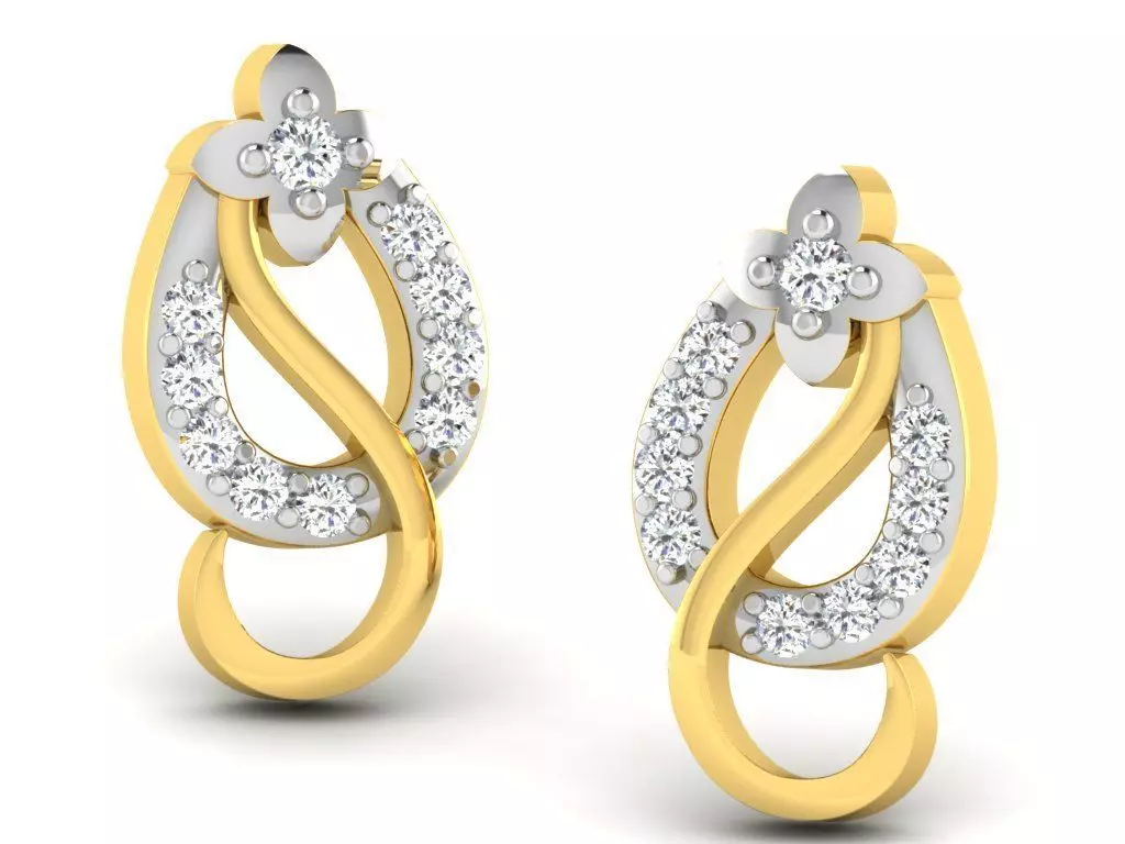 Diamond Earrings 3dm STL FBX OBJ Render Details 3D print model