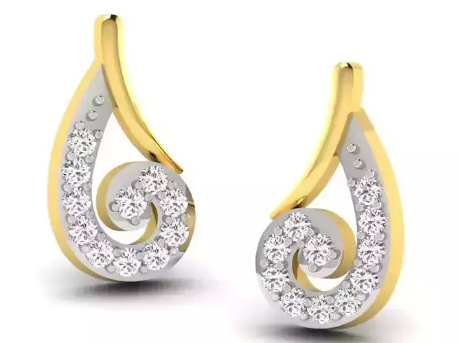 Diamond Earrings 3dm STL FBX OBJ Render Details
