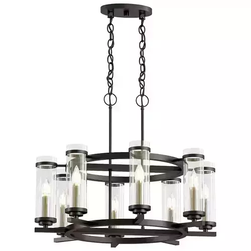 st-luce-bichero-sl334-403-08 light chandelier with clear glass cylinders