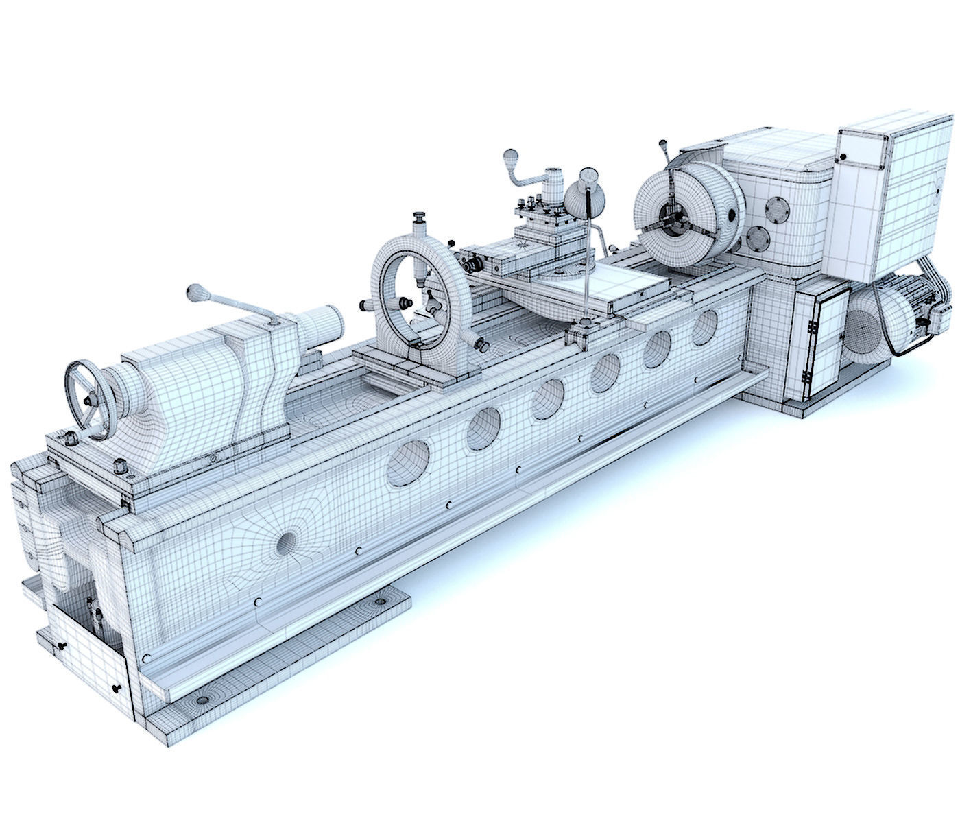 Industrial turning machine tool 1M63 3D model_22