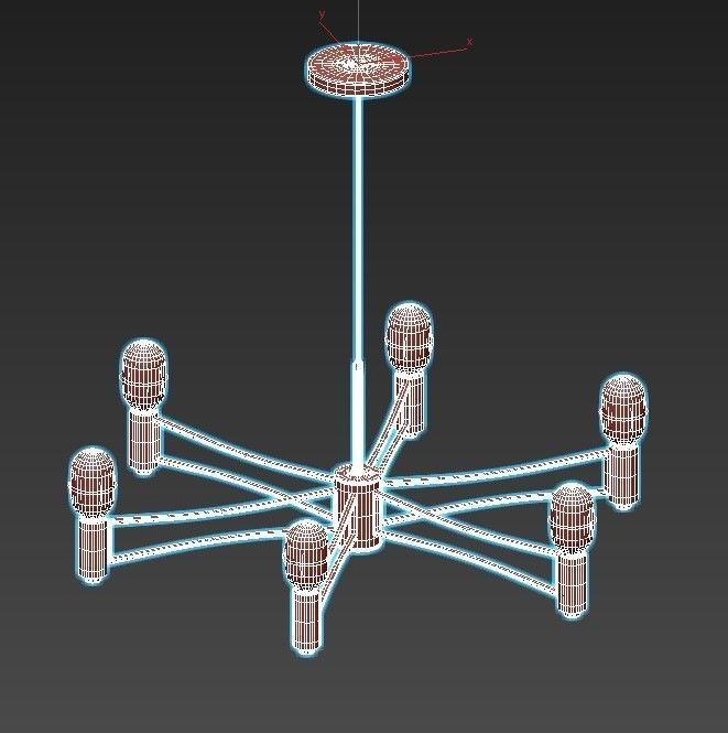 podvesnaya-1523-6p light chandelier - antique bronze 3D model_2