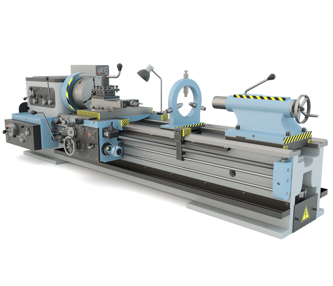 Industrial lathe machine tool 1M63 3D model_8