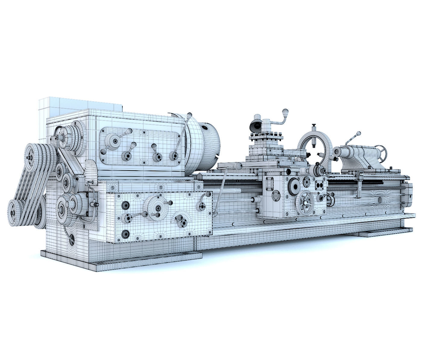 Industrial lathe machine tool 1M63 3D model_16
