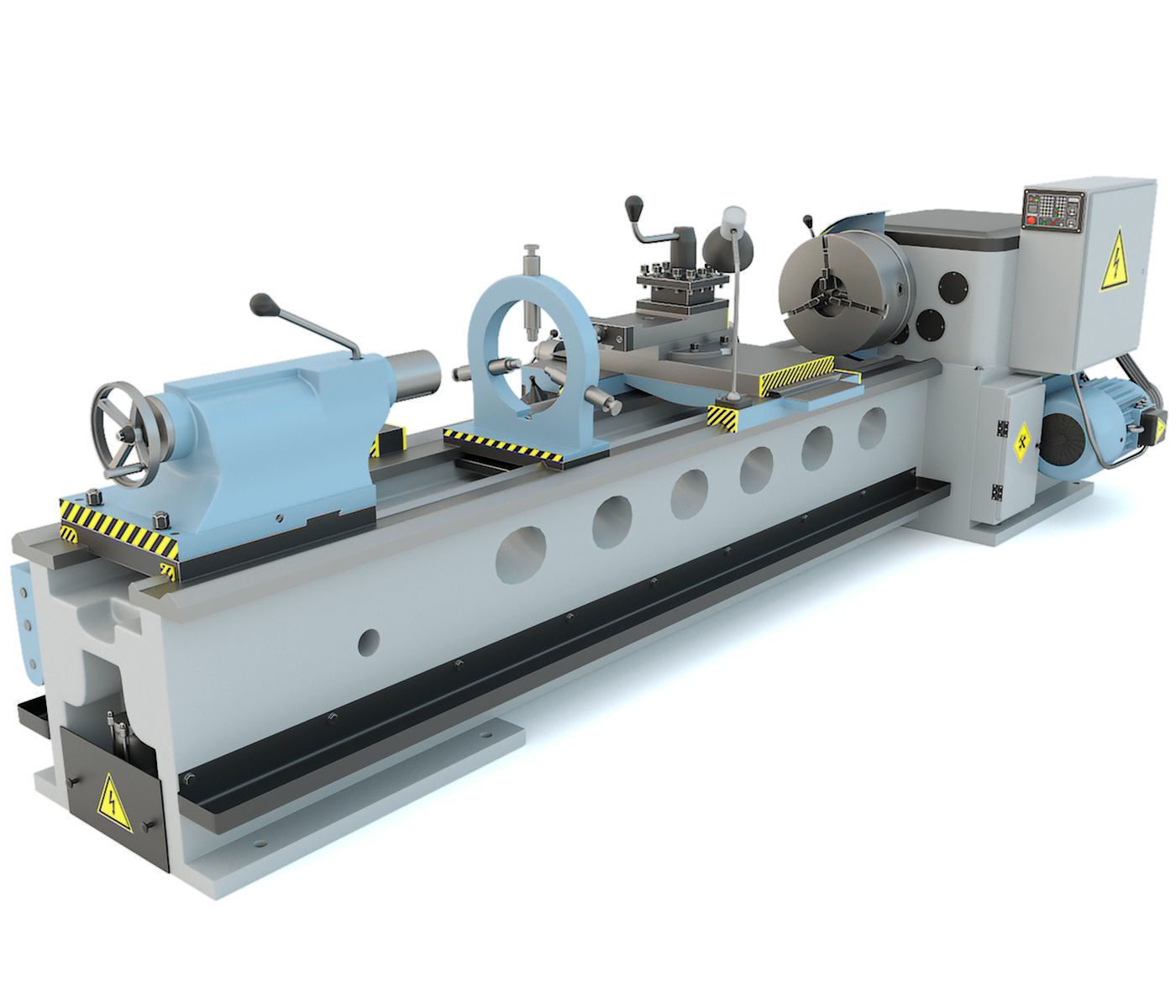 Industrial lathe machine tool 1M63 3D model_12