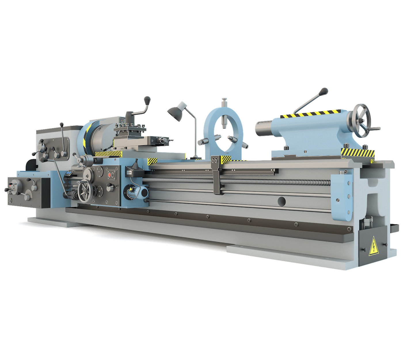 Industrial lathe machine tool 1M63 3D model_6