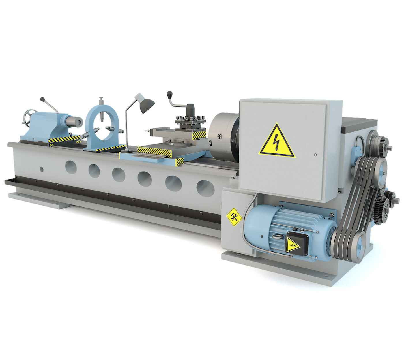 Industrial lathe machine tool 1M63 3D model_11