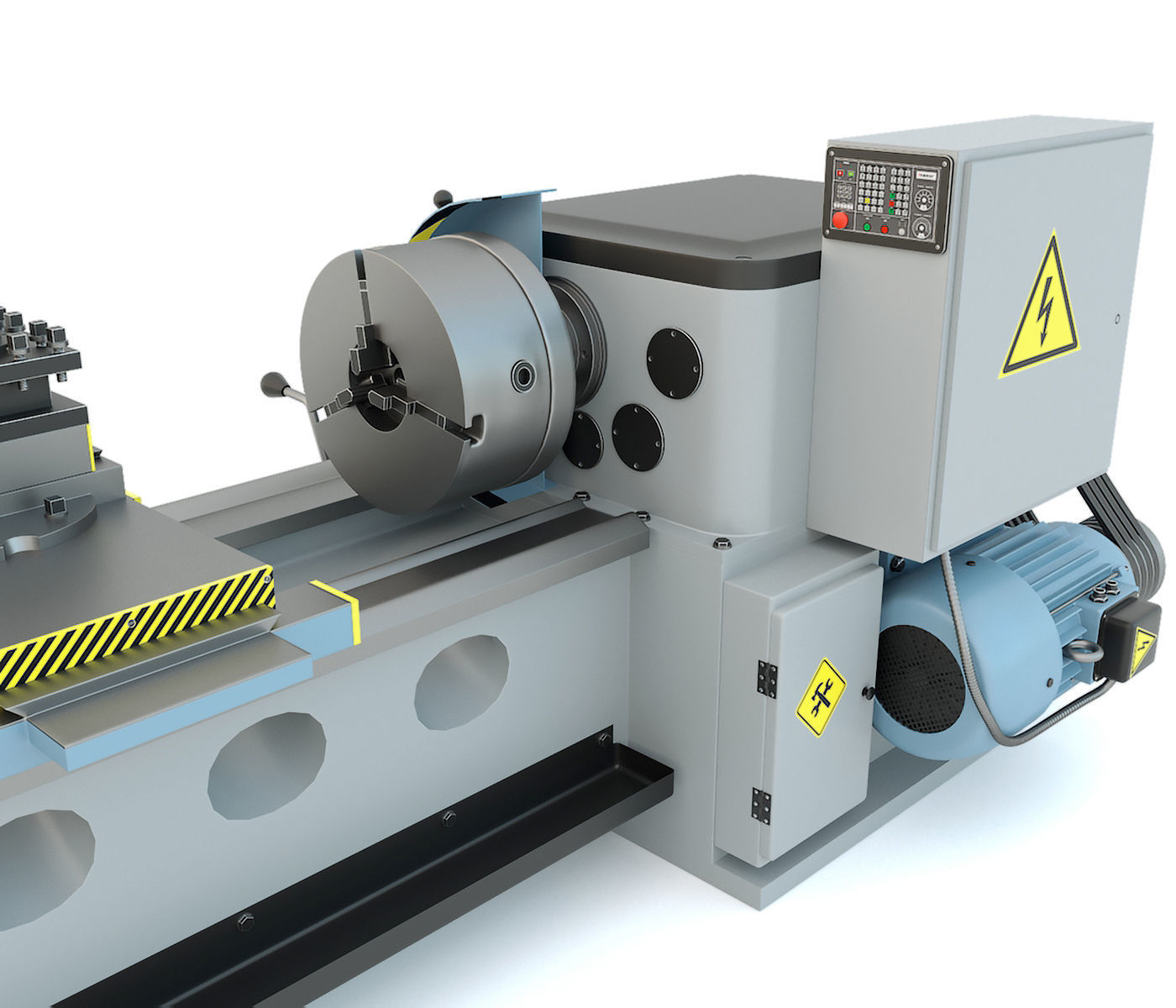 Industrial lathe machine tool 1M63 3D model_13