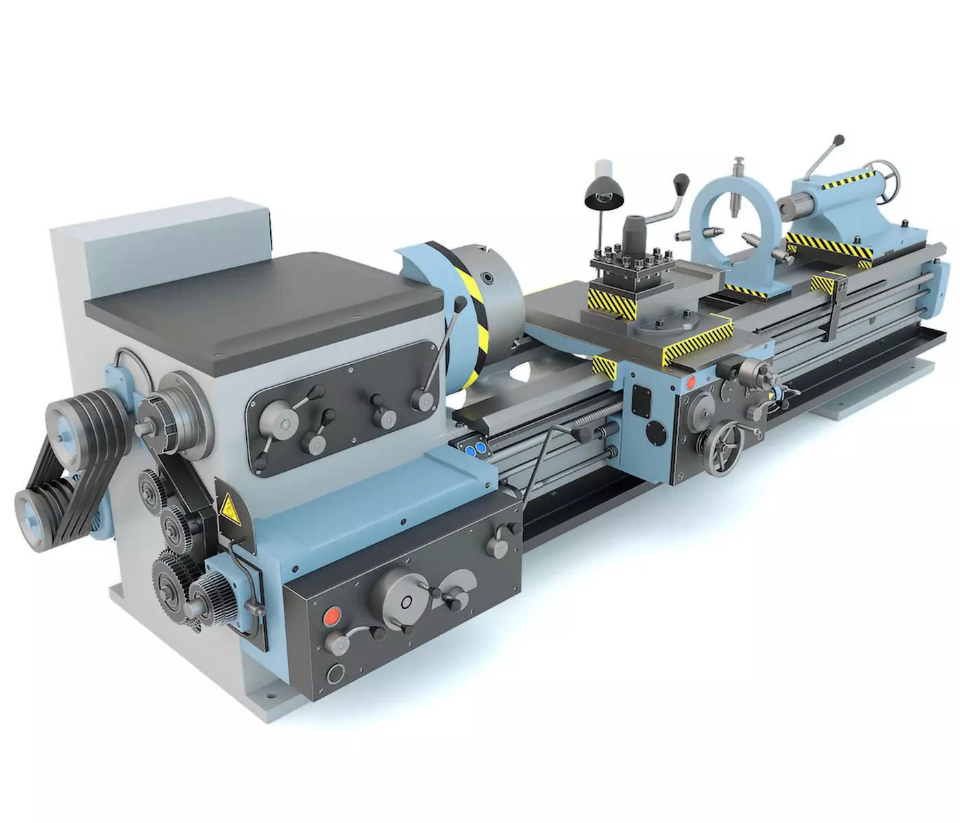 Industrial lathe machine tool 1M63 3D model_0