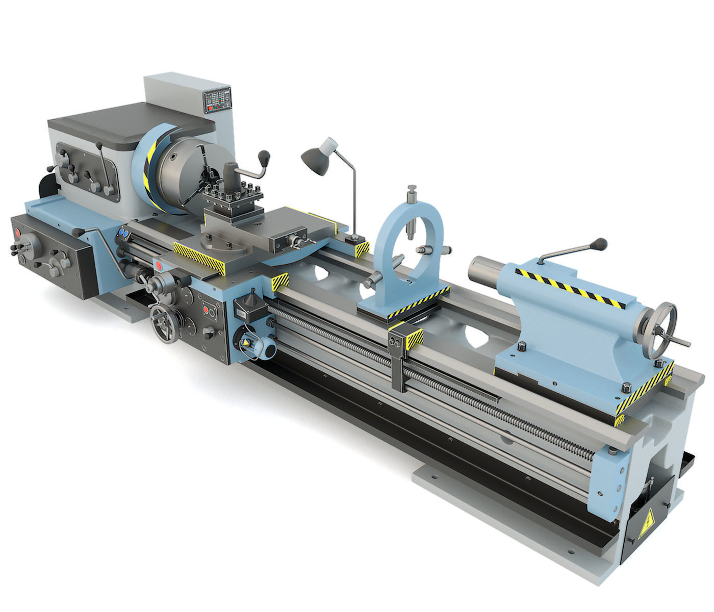 Industrial lathe machine tool 1M63 3D model_7