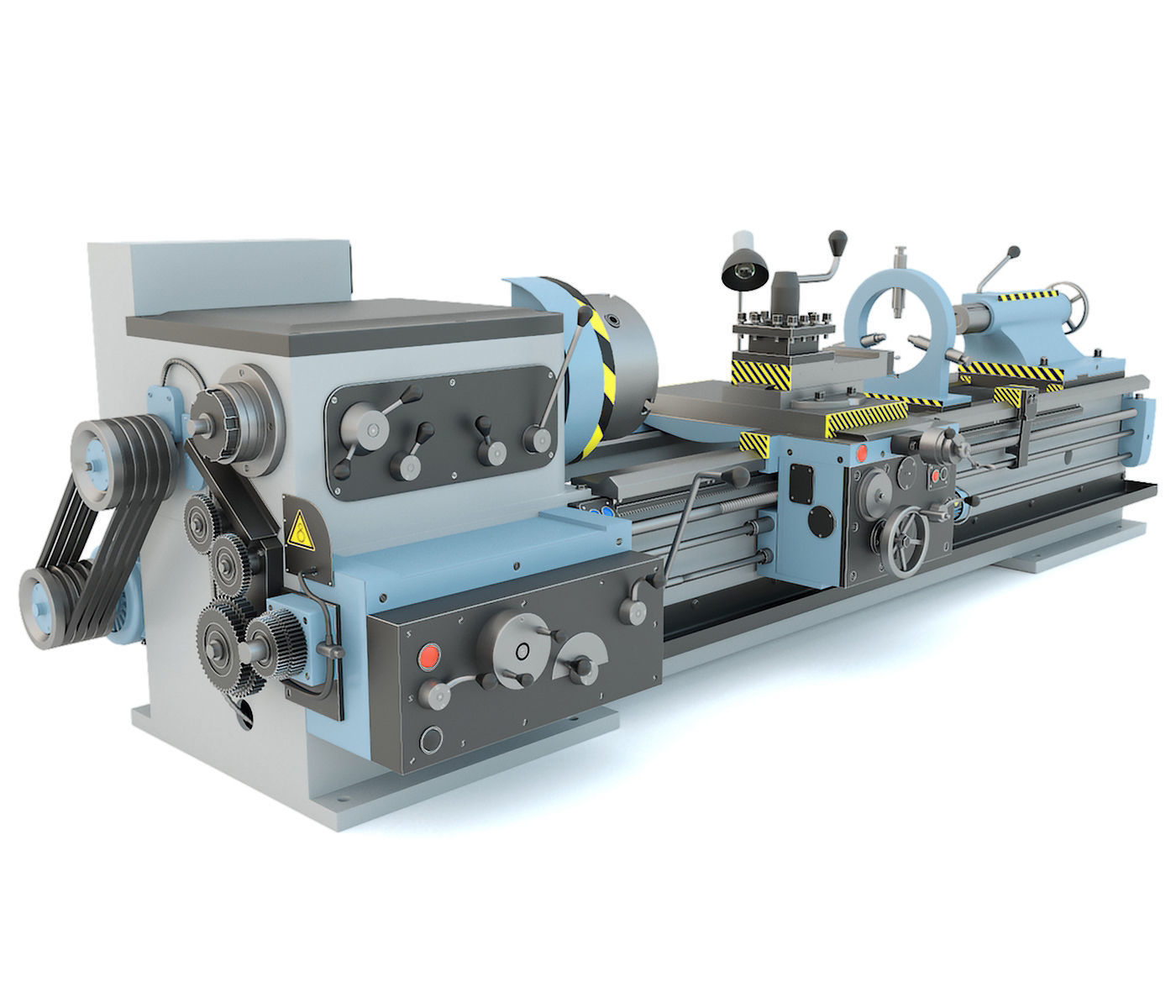 Industrial lathe machine tool 1M63 3D model_1