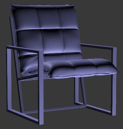 Armchair orange lounge chair with metal frame Low-poly 3D model_7
