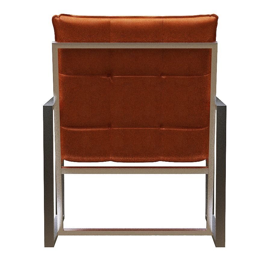 Armchair orange lounge chair with metal frame Low-poly 3D model_5