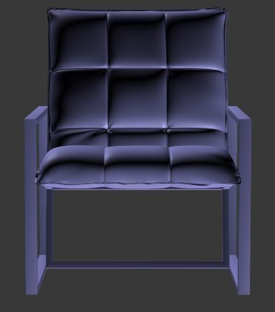 Armchair orange lounge chair with metal frame Low-poly 3D model_6